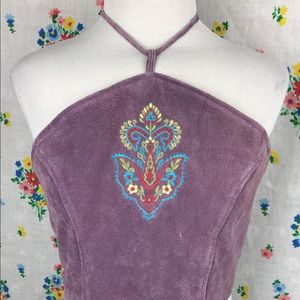 Vintage Tops - Suede 90s halter crop top Vintage Tops - Suede 90s halter crop top